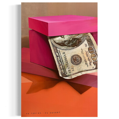 Kyung Tae Kim, Opened Pink Box, 2023, acrylic on linen, 36x24 inches. Courtesy of the artist and Space 776, NYC