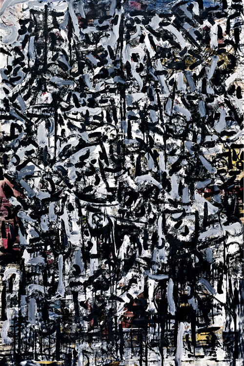 Jean Paul Riopelle, Untitled, 1964, Mixed media on paper, 81 1/2 x 54 inches, Art © 2015 / Artists Rights Society (ARS), New York / SODRAC, Canada
