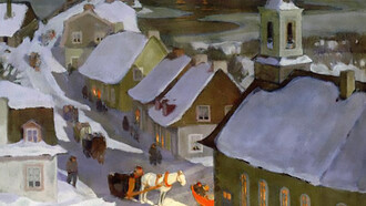 Midnight Mass by Clarence Gagnon,1933, style; impressionism