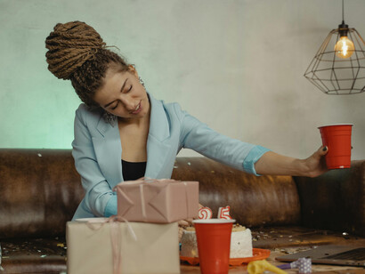 A woman celebrating her birthday alone