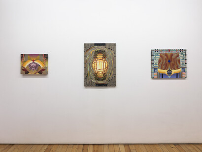 Jack Arthur Wood, One thing's sure, I’m here to see those lights, 2023, installation view. Courtesy the artist and Rachel Uffner Gallery, NYC
 
 