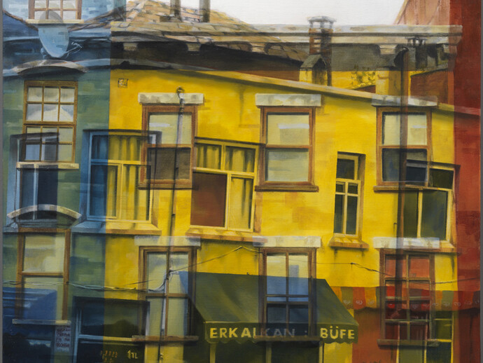 Jorge Pombo, New York / Istanbul, 2014, Oil on Canvas, 19½" x 24"
