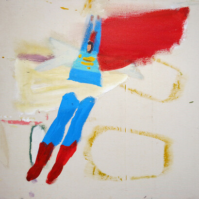 Katherine Bradford, Clear Underpants (detail), 2011, Acrylic on raw canvas, 28h x 32w in.