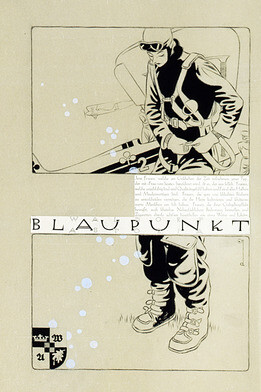 Entwurf einer Anzeige für die, Zigarettenmarke "Blaupunkt", Ernst Deutsch, genannt Dryden (1887-1938)1928 Wien Feder in Schwarz über Blei, Collage50 x 37 cm