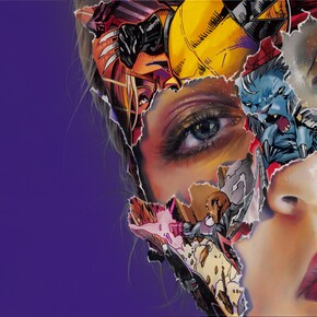 La Cage et les bêtes oubliées, 24X48, acrylic on canvas, 2022