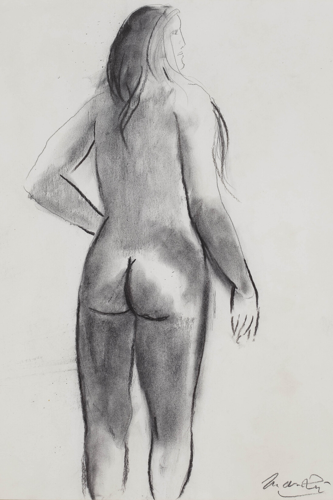 Giacomo Manzù, Nudo di schiena, 1971, matita su carta, cm. 48 x 36- Courtesy Galleria d'Arte Maggiore G.A.M., Bologna (Italy)