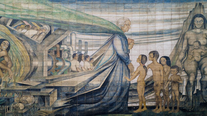 Fernando Daza Osorio; Homenaje de la ciudad de Santiago a Gabriela Mistral (detalle del mural)