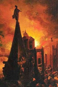 The author holds that the established elites ignored the right-wing populist chats conducted in the new social media, which played the role of a Trojan horse during the 2016 election year. Painting: “View of the burning Troy” (ca. 1760–1769) by Johann Georg Trautmann. Collections of the Grand Dukes of Baden, Karlsruhe, Germany