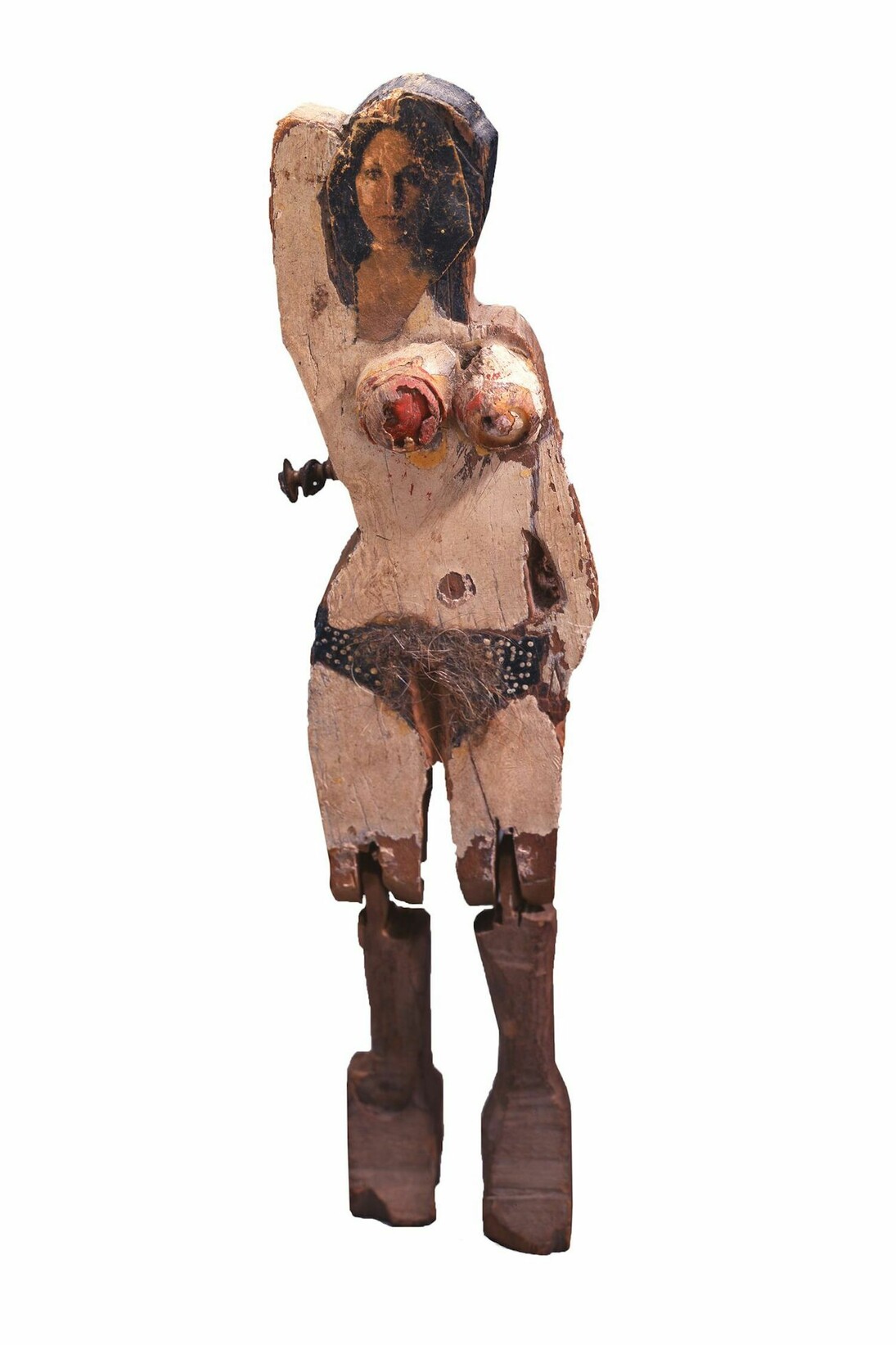 Steve Ashby, Untitled (Woman with Articulated Knees and Magazine-Cutting Face), Mixed Media. Collection of Robert A. Roth.