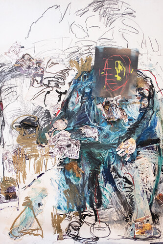 Miriam Beerman, Ghost II (installation fragment), 2006, 80x60 inches, oil on paper/ mixed media