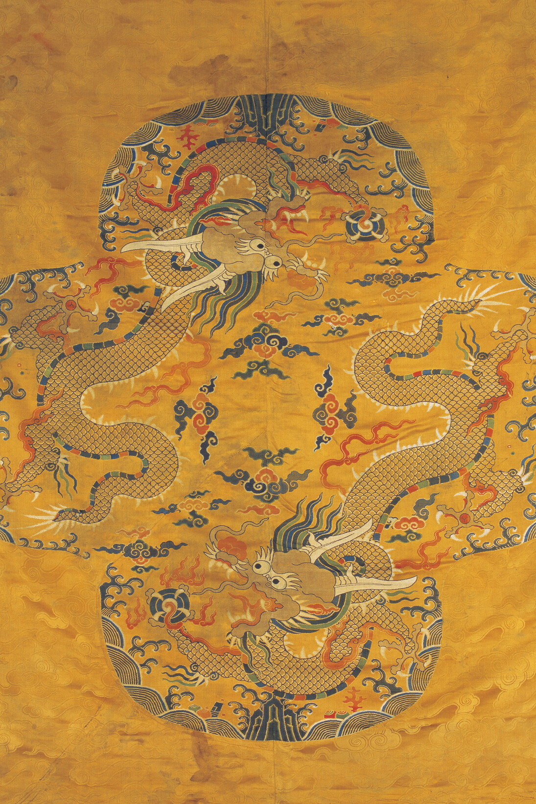 Silk brocade for dragon robes. Piece of silk brocade used for making dragon robes