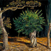 Three Pollards, Julian Perry, oil on panel, 2004