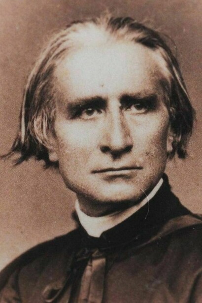 Un intenso primo piano di Franz Liszt