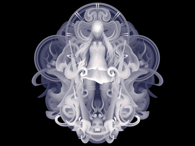 Kazuki Takamatsu, The strength of a high school girl, 100 x 100 cm, acrylic, acrylic gouache, medium, gesso, giclee on tarpaulin, dorothycircusgallery
