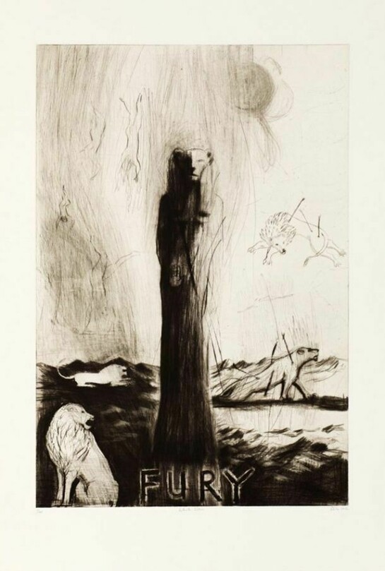 Deborah Bell, White Lion, 2012, Drypoint, 640 x 900