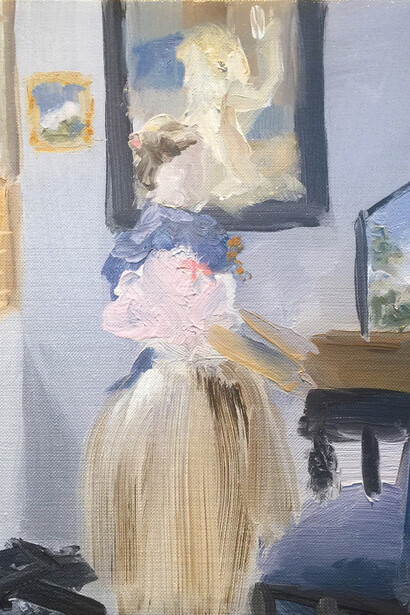 Elise Ansel, Study for After Vermeer, 2015, Oil on linen, 12 x 10 in