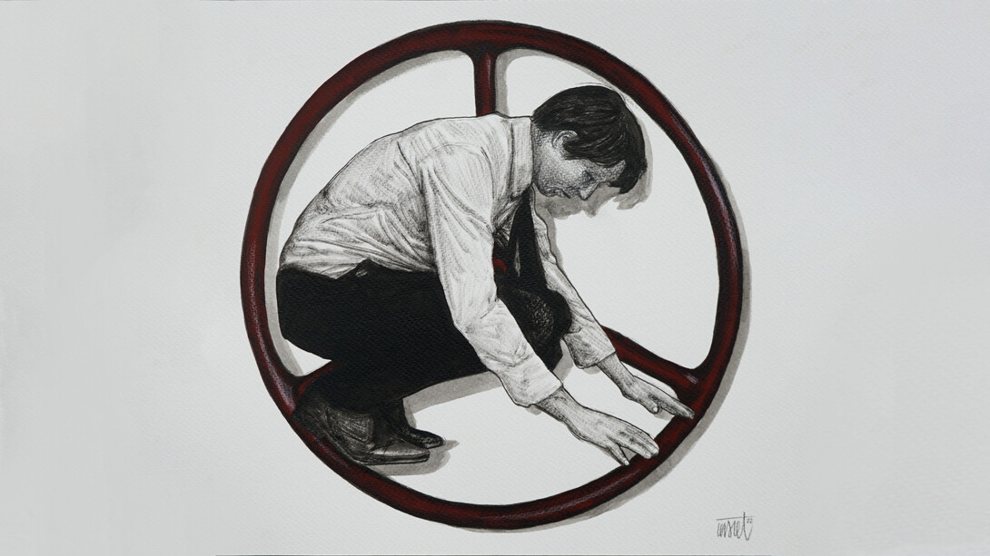 DCG_Levalet_Losing control 1, ink and acrylic on paper, 30x30, 2022