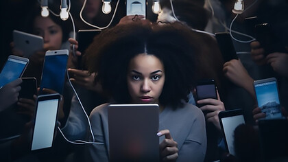 Person with anxiety induced by social media