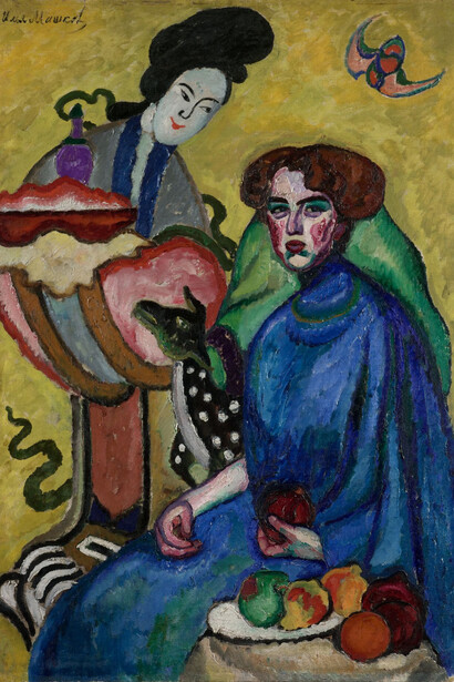 Ilya Mashkov, A lady with a chinese girl. Portrait of E.I. Kirkaldi, 1910. Courtesy of New Tretyakov Gallery