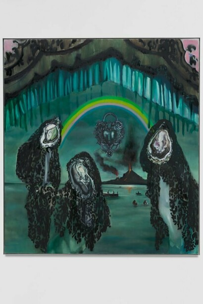 Tali Lennox, Fool's Arcadia, 2023, oil on linen, 74 x 67 in. Courtesy of the artist and Nicodim Gallery