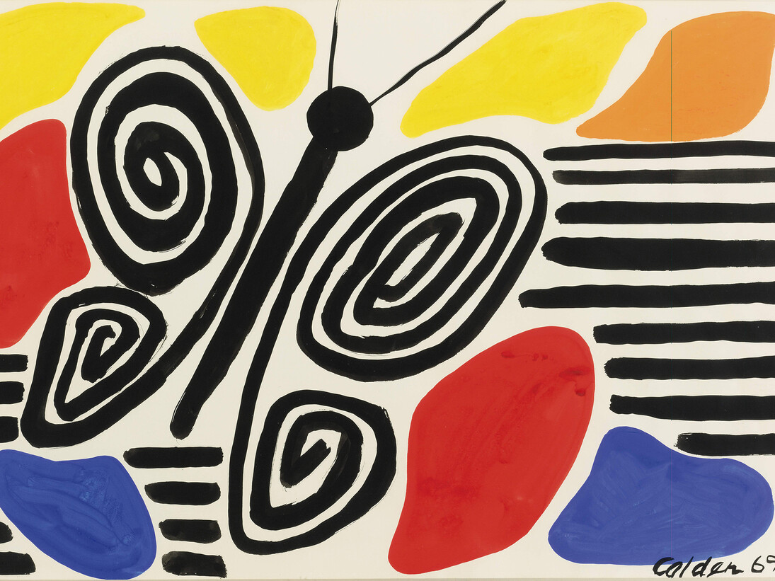 Alexander Calder, Black Butterfly, 1969,  Gouache et encre sur papier, 75,2 x 109,2 cm © Courtesy Opera Galery