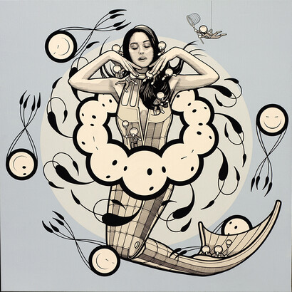 The London Police, Squillad Serenade, acrylic and ink on linen, 2018