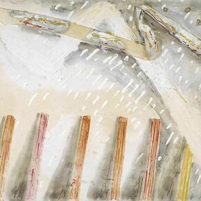 Fausto Melotti, Untitled, 1975, Plaster, mixed media, and tissue, 19 3/4 x 27 1/2 x 1 in; 50 x 70 x 2.5 cm, Signed, lower right: Melotti