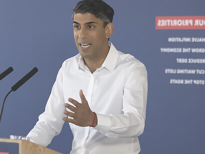 In Dover, United Kingdom, Prime Minister Rishi Sunak conducts a press conference following his visit to a Border Force cutter boat in the Dover Strait. Photo by Simon Dawson