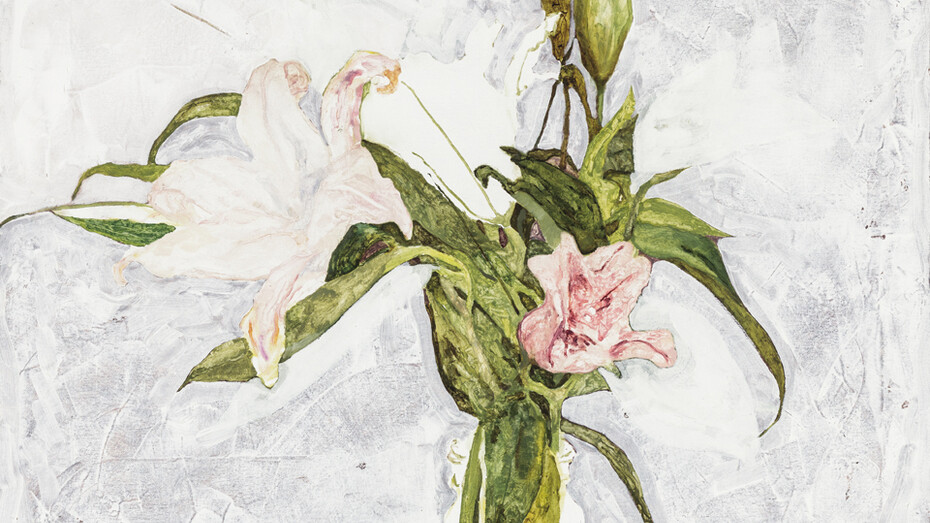 Jennifer Packer, Oriental Lilies, 2014, Oil on canvas, 24 x 28 inches, Copyright Jennifer Packer. Courtesy Driscoll Babcock Galleries