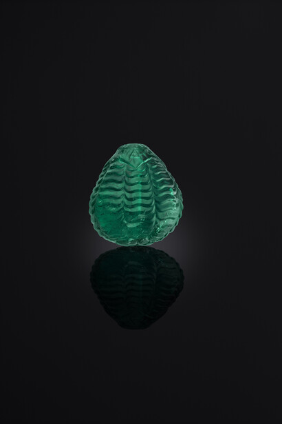 Carved emerald bead, Probably 18th century, Mughal Empire, The Al Thani Collection © Servette Overseas Limited, 2014. Photograph: Prudence Cuming Associates Ltd