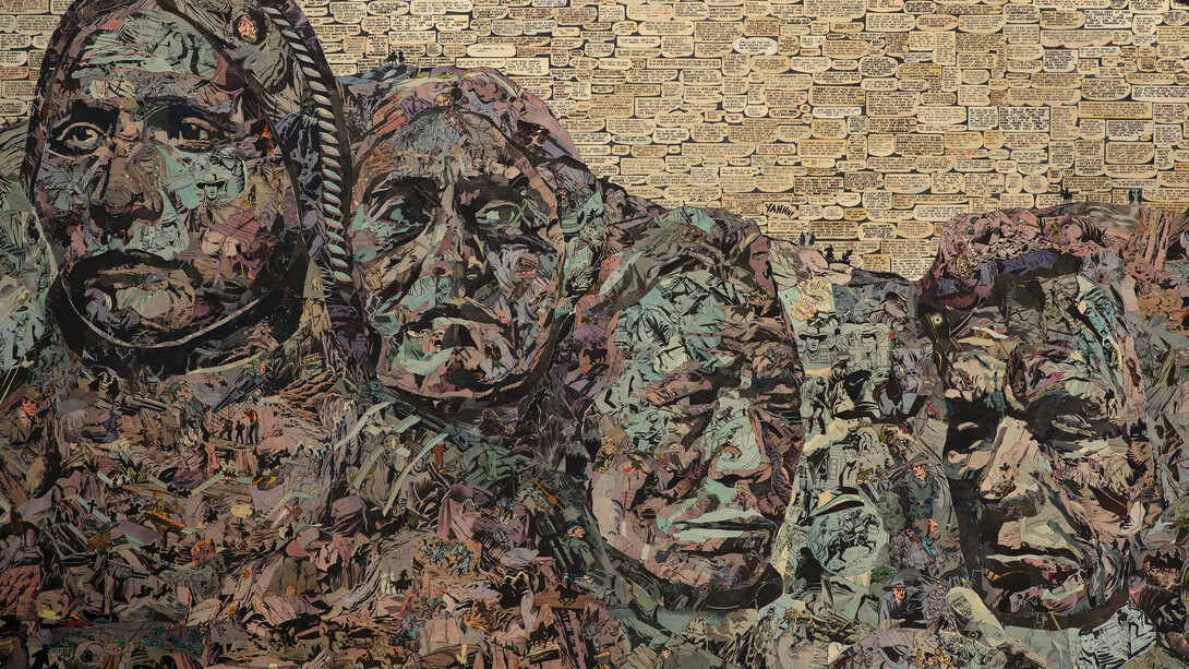 Once Upon A Time In America, 103 x 140 cm, comic collage in wood, 2018 (no border) 