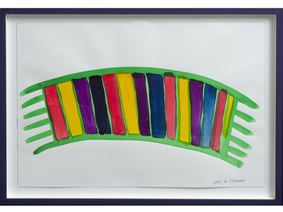 Daisy de Villeneuve, Stripey Coloured Scarf, 2012, India ink on paper, 14 x 19 ½ in / 36 x 49 cm, image courtesy of Eleven, London 
