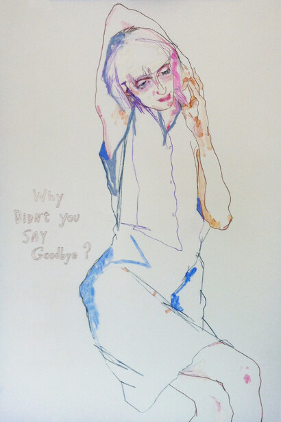 Howard Tangye, Wish You Were Here, 2014, oil sticks, pastel and graphite on Pergamenata paper, 104 x 75 cm