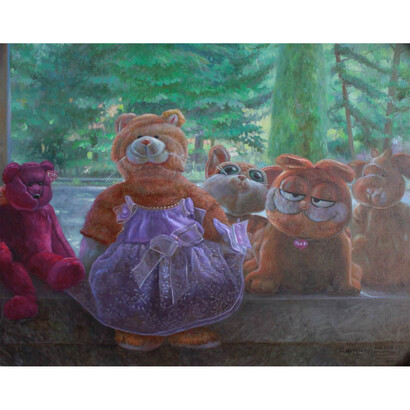Ricky Montilla, Stuffed Toys, Oil on Canvas, 22" x 28"
