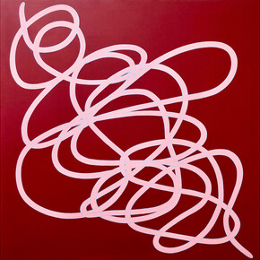 Luci Soni, Bimini Twist, 2023. 60 x 60 in., Acrylic on canvas. Courtesy of Voltz Clarke Gallery