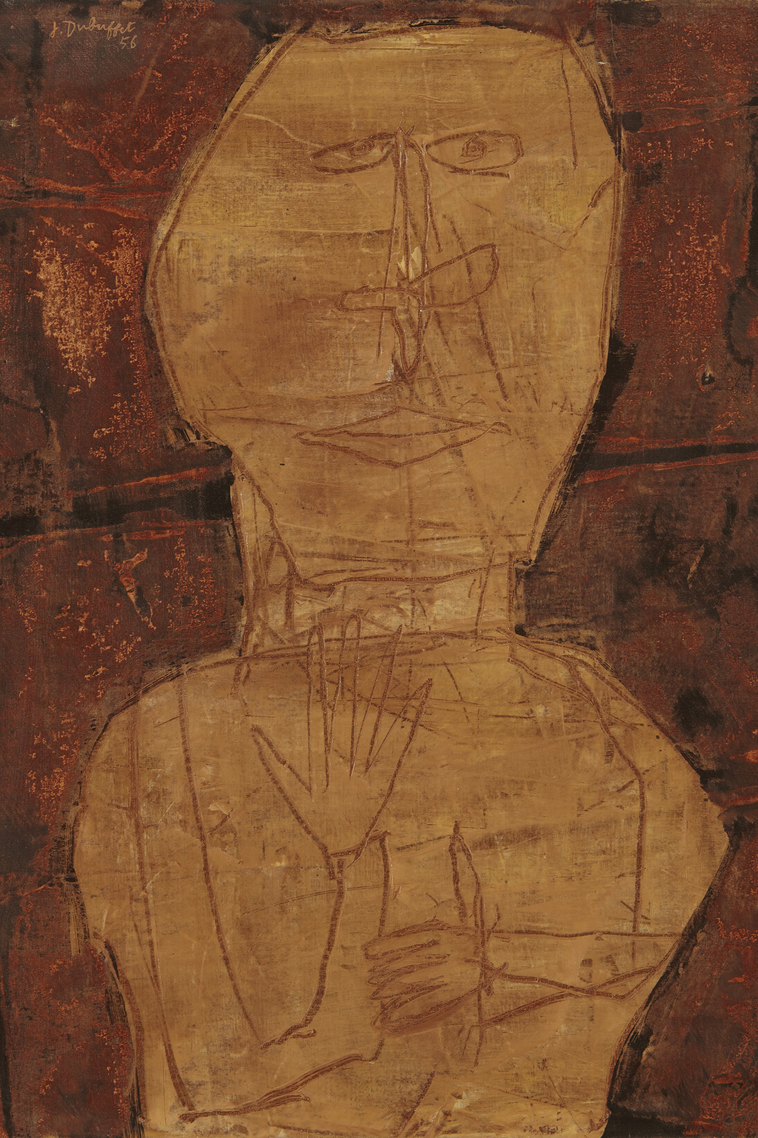 Jean Dubuffet, Cinq et un six, 1956, Oil on canvas, 28 11/16 x 23 9/16 inches (73 x 60 cm). Courtesy Acquavella Galleries © 2014 Artists Rights Society (ARS), New York / ADAGP, Paris