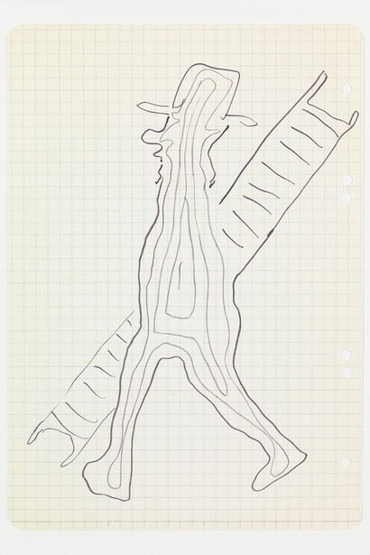 Sigmar Polke, Untitled, Chimney Sweep, ca. 1971-1972, brown felt-tip pen on paper, 8 1/4 x 5 3/4 inches, 21 x 14.8 cm