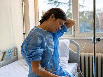 A lonely patient rests quietly in a hospital room, lost in thought
