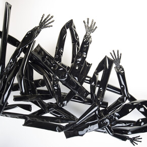 Wasil, Saddek, In Resistance, 2014, From the Contortion Series, Scrap metal, car paint, 220 x 125 cm