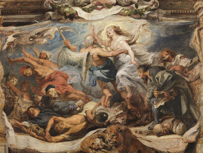 The Victory of Truth over Heresy, Rubens, Oil on panel, 64.5 x 90.5 cm, Ca. 1625. Madrid, Museo Nacional del Prado