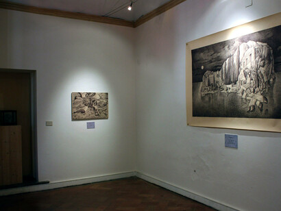 Marcello Carrà, *L'isola dei morti*, 2013. Penna biro su carta, 110x170 cm  