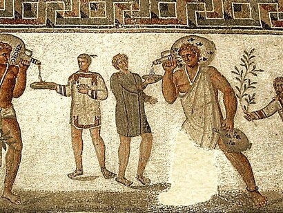 Esclavos en un mosaico romano