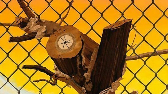 Alison Elizabeth Taylor, Brooklyn Navy Yard, 2013, Wood veneer, shellac, oil paint, 36 x 30 x 3/4 in. (91.4 x 76.2 x 1.9 cm)