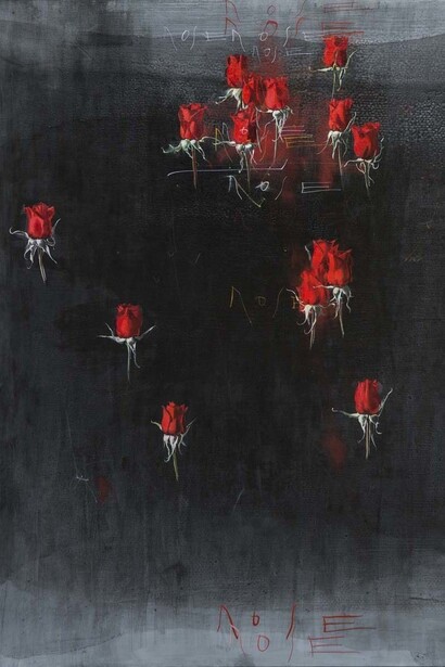 Mario Madiai, Rosae 6, olio, tela, 90 x 120