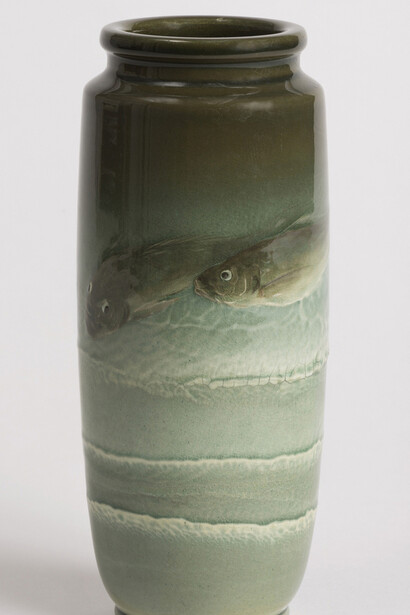 2 Fish in Waves Vase, 1901 manufactured by Rookwood Pottery