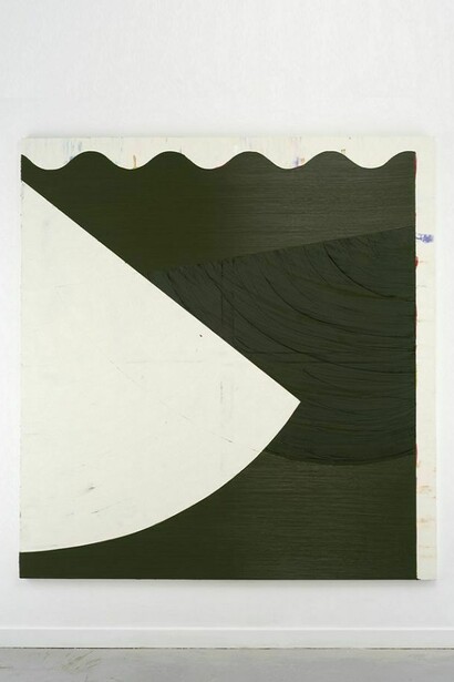 Shaan Syed, Stage right (Dark Green Horizontal With Double Swipe), 2014, 83.5 x 78 in (211.5 x 198)