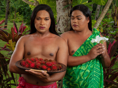 Yuki Kihara, Two Fa’afafine (after Gauguin) (detail), 2020. Courtesy of Sainsbury Centre