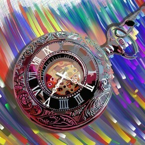 Bill Dixon, What Color is Time, Digital Hand Made Painting on Canvas, 24" x 32"