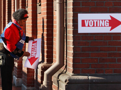 Señalización de los lugares de votación en Washington