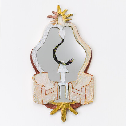 Rachael Zur, Consuming and Shedding the Memory of a Lamp, 28x15x1 inches,
expanded painting. Courtesy the artist and Hanson Howard Gallery